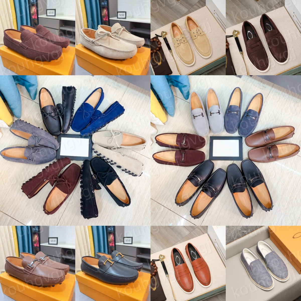 High quality Designer Tod City Gommino Mens T Timeless Leather Loafer Vintage Suede Moccasin Blue Grey Dress Shoe flat Casual womens Loafer Business Man Luxury Shoes