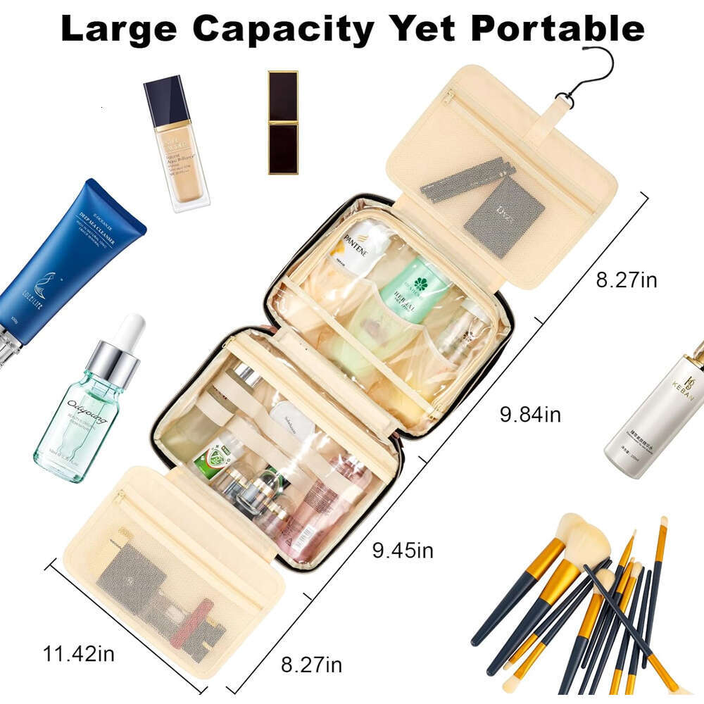 Cosmetic Bag Foldable Toiletry Organizer Hanging Storage Bathroom Makeup Case Travel Dry And Wet Separation Cosmetic Bag