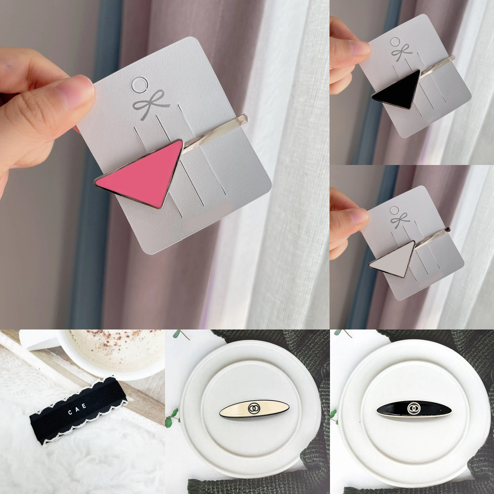 Women Letter Clip Metal Triangle Designer Letters Barrettes Fashion Accessories Headwraps HairHoop Headwear Hair Jewelry Gifts