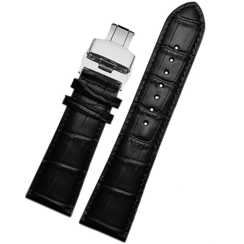23mm 24mm 26mm 28mm wide black brown butterfly buckle mens alligator leather strap bracelet free delivery 241218