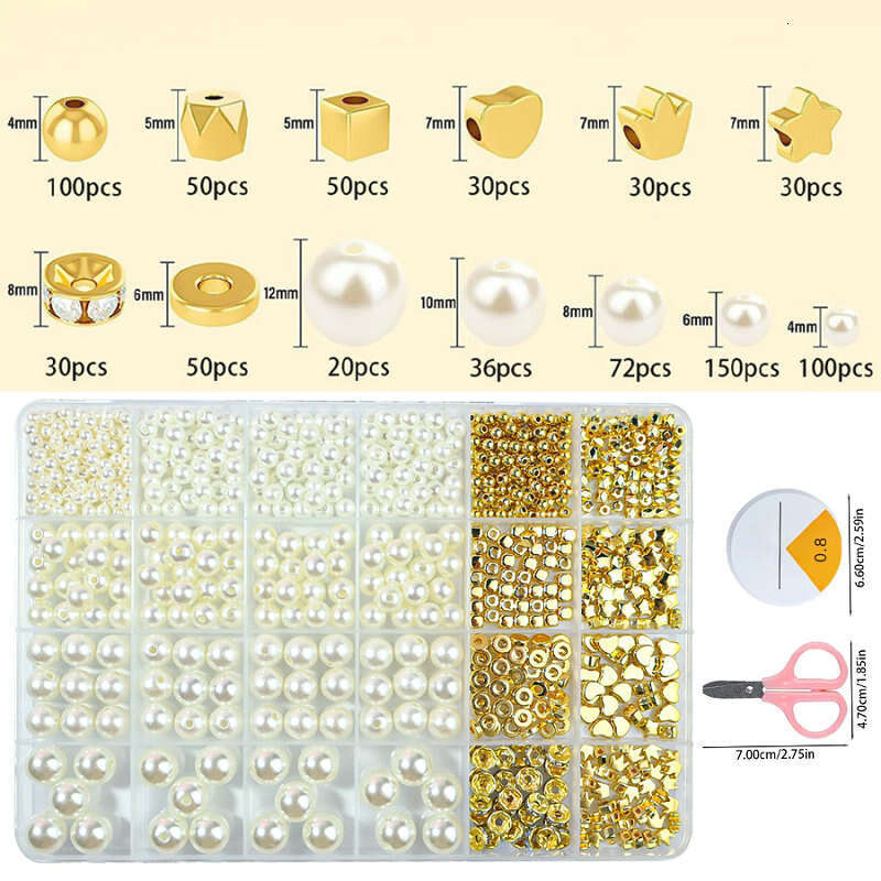 LALAVARA Golden Spacer Bracelets Assorted DIY Pearl Acrylic Alphabet CCB Beads Kit For Jewelry Making Supplies