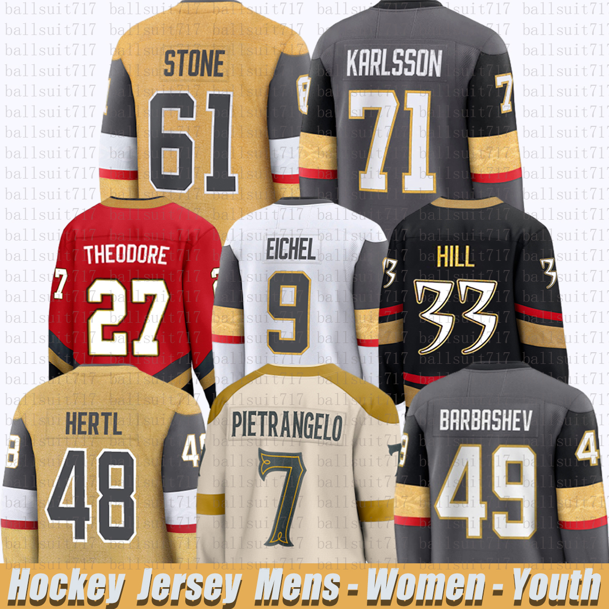 61 Mark Stone vegas golden hockey jersey knights jersey Jack Eichel William Karlsson Alex Pietrangelo Ivan Barbashev Shea Theodore Adin Hill Tomas Hertl jerseys