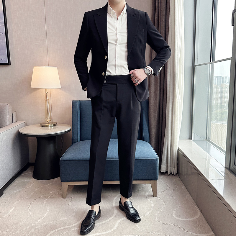S1219Trendy Korean style men's suits for groomsmen for wedding, high-end suits for autumn business casual men