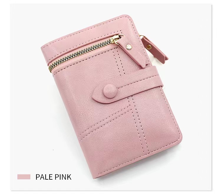 Free Shipping New Minimalist Short Women's PU Leather Zipper Wallet