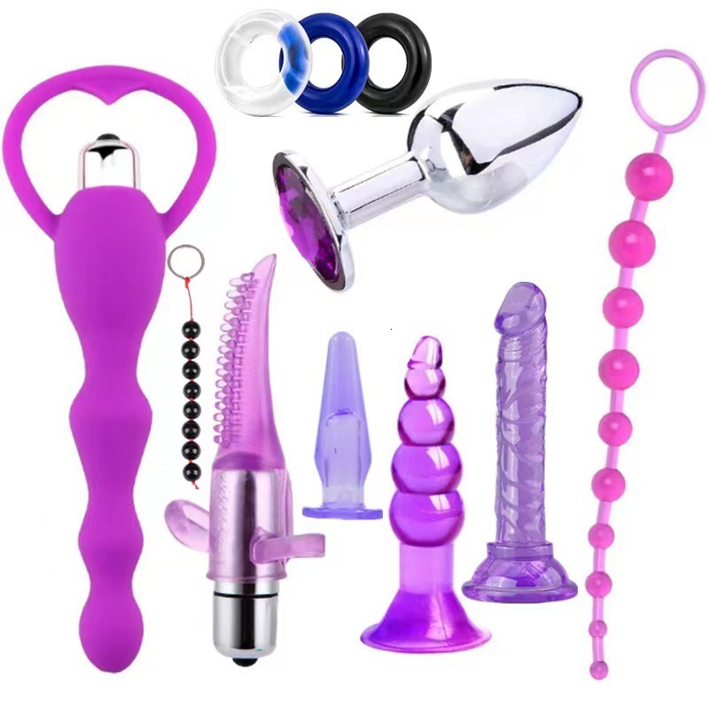 Cross border SM anal plug blue, purple, pink, black, men's and women's silicone pull bead sex master anal plug set