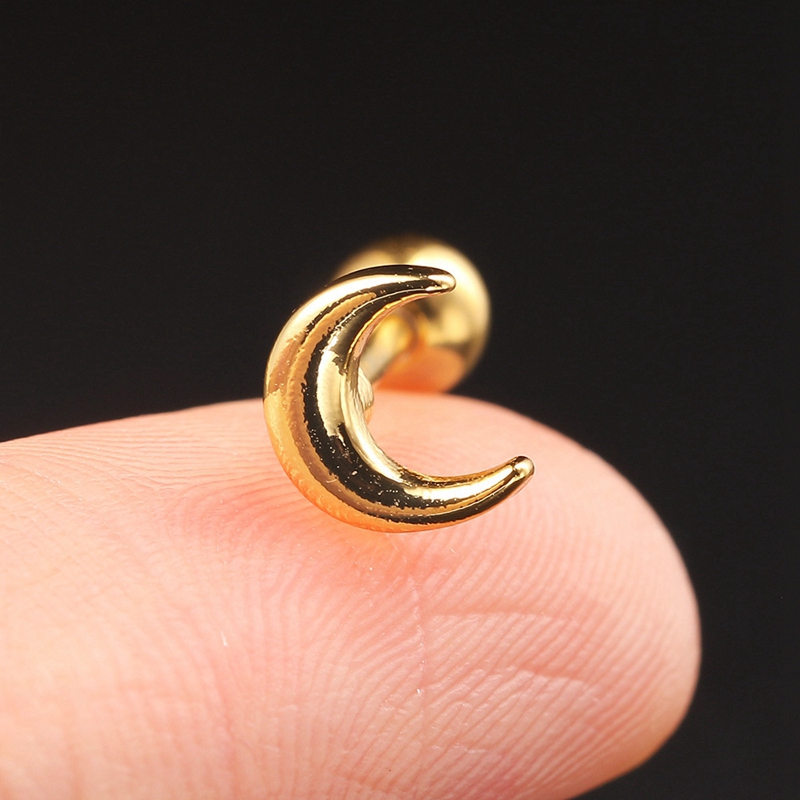 1PCS 316L Stainless Steel Geometric Crystal Earrings For Women Puck Bar Party Piercings Jewelry Wholesale