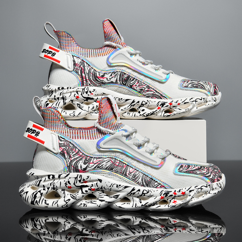 2025 Running Shoes Graffiti Print Fashion Sneaker Thick Sole Breathable Jogging Gym Sports Shoes