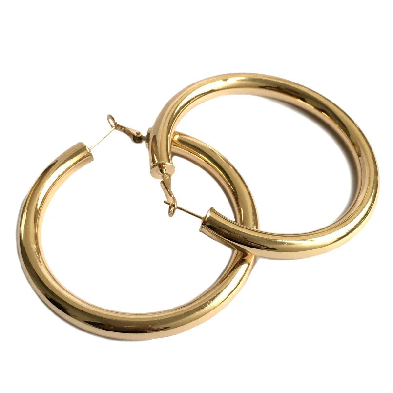 Large big Chunky thick hoop earrings for women night club party hyperbole earrings 70mm jewelry 241219