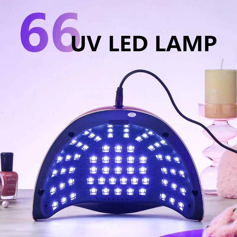 280W 66 LEDs UV LED Nail Lamp for Professional Nails Gel Polish Fast Curing Electroplated Drying Light Lamps 4 Timer Setting 241219