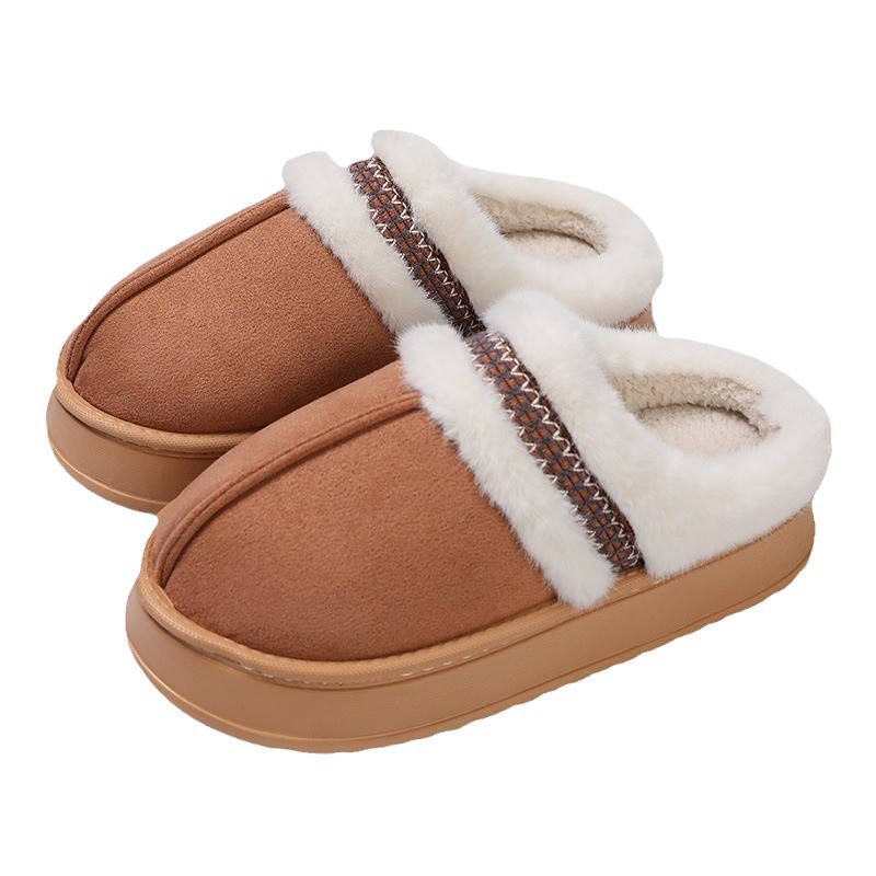 Women Slippers Thick Sole Cotton Winter Indoor Wear Warm Anti-slip Slip-on Fashion Triple Black Beige Brown Coffee Free shipping