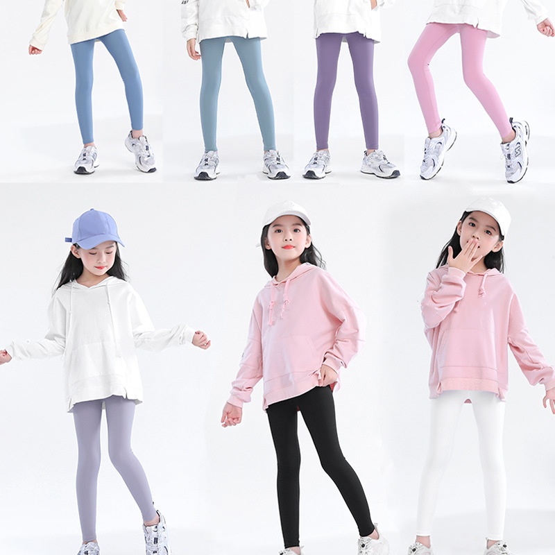 Uu-1976 Spring & Fall Thin Kid's Inspired Yoga Tights - Lightweight Long Pants For Girls