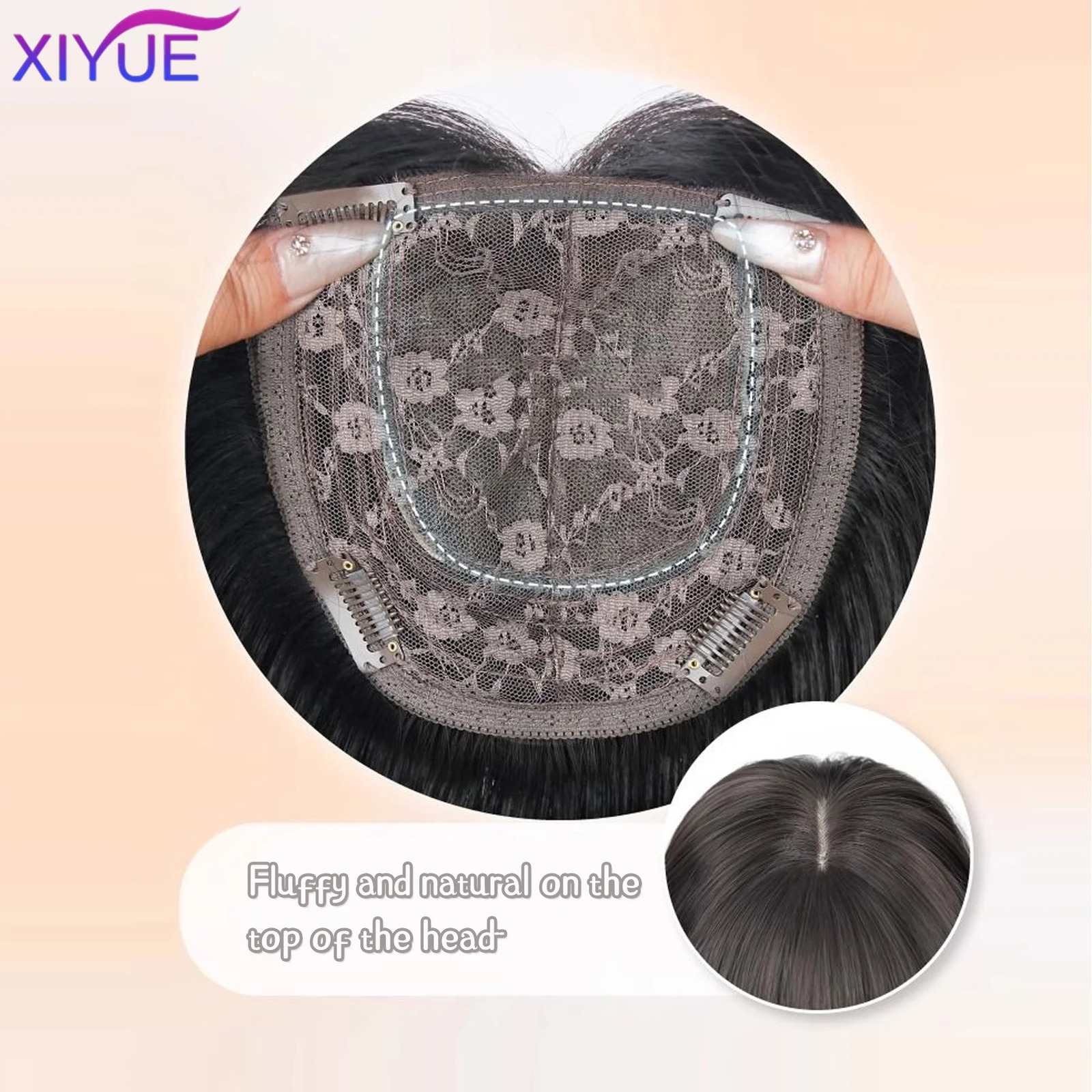 XIYUE Synthetic Topper Hair Piece Invisible Seamless Bangs Clip Overhead Natural Invisible Replacement Cover White Hair 241219