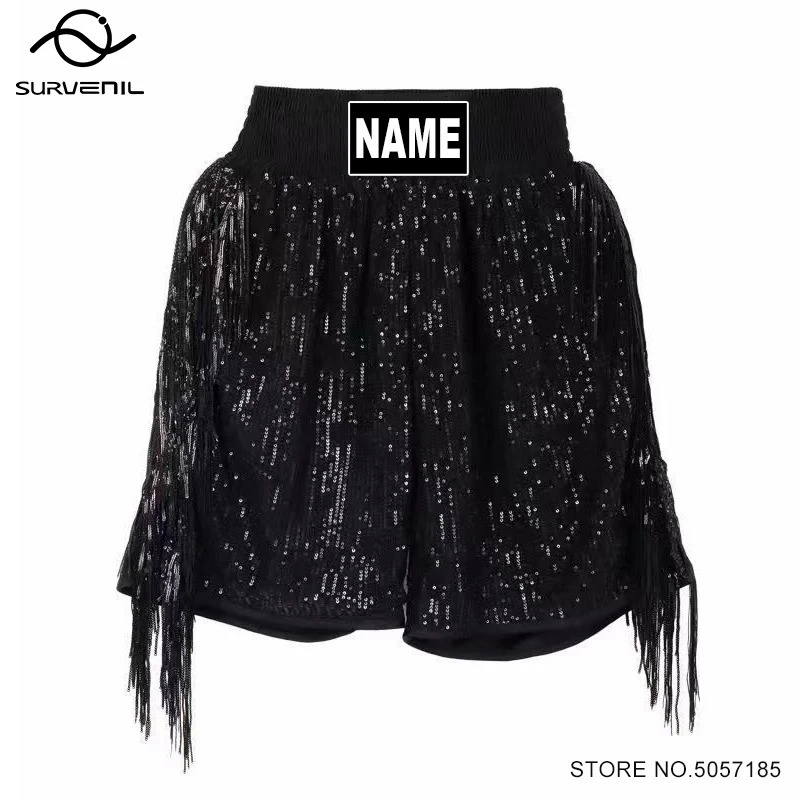 Muay Thai Pants Stylish Sequins Personalized Boxing Shorts Men Women Kids Custom Martial Arts MMA Fighting Kickboxing 241218