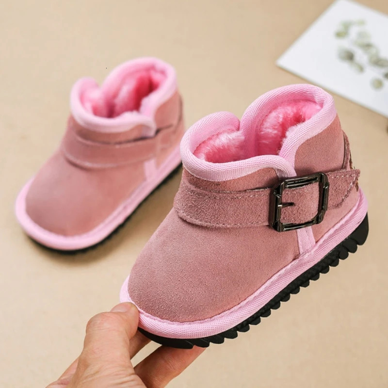 Winter Baby Snow Boots Warm Plush Leather Toddler Shoes Fashion Boys Girls Antislip Rubber Sole Sneakers Infant 241218