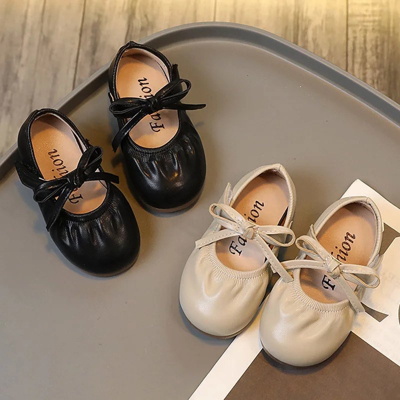 Spring Autumn Girls Shoes Elastic Band Slip on Boat Shoes Bow Mary Jane Toddler Girls Soft Comfortable Ballet Flats Kids Child 241218