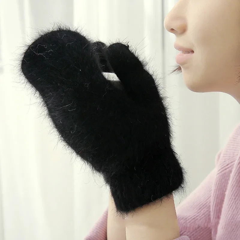 Cute Rabbit Wool Gloves Female Winter Mittens Factory Outlet Fur Gloves Fingerless Gloves Winter Gloves Women Girls Mittens 241219