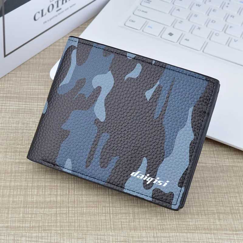 Hot Sale New mens ultra-thin PU storage wallet fashionable camouflage horizontal soft leather large capacity multi card wallet hot selling Z241219