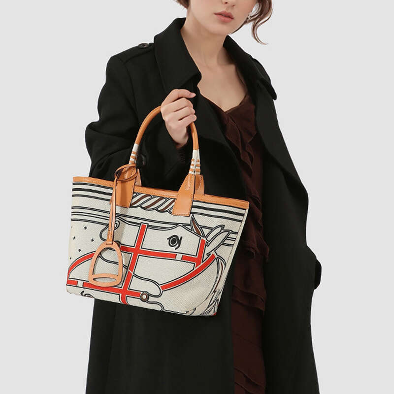 Women's Bags Handbag Trendy High Quality Tote For Women Geometric Printed Top Handle Satchel Handbag Purses Canvas Fashionable Shopper Bag