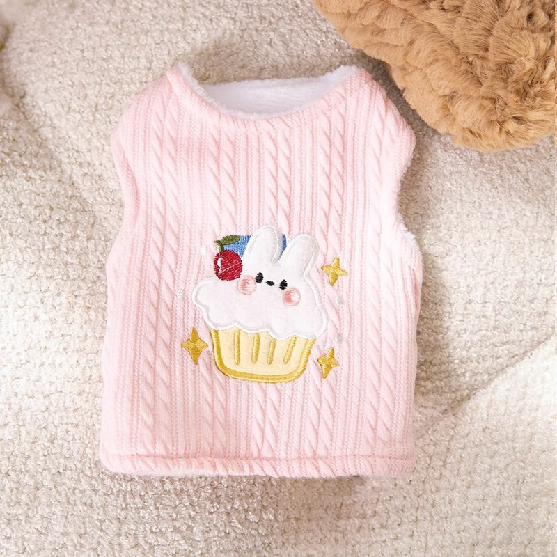Autumn and winter dog thick warm vest, cat two legged teddy bear knitted double-layer vest, pet teddy dog clothes HS36