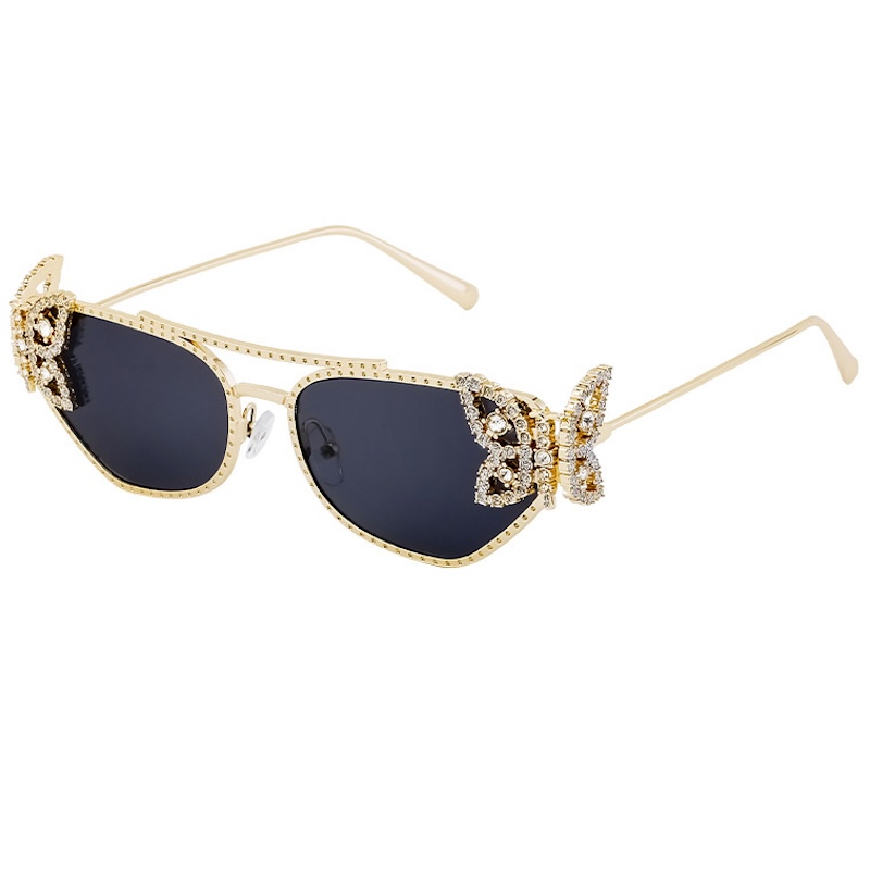 Sexy Sunglasses Cat Eye Butterfly Diamond Rhinestones Women Y2K Luxury Fashion Retro UV400 Vintage Brand Glasses Designer Metal Small Party for Weddin