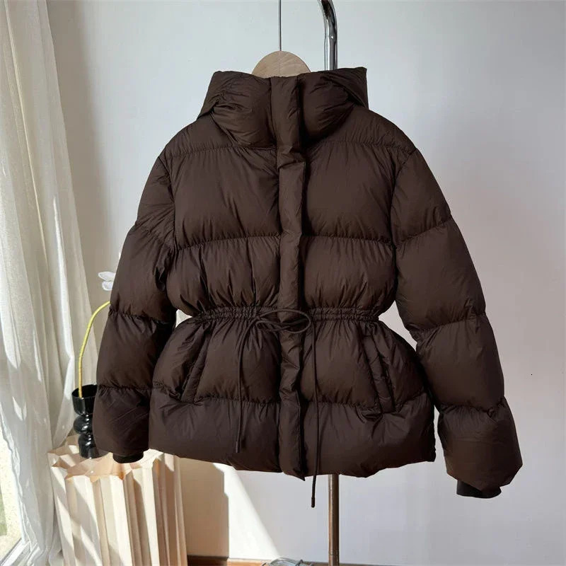 Womens winter brushed lace chiffon womens warm down jacket hooded inflatable Parkas highquality cotton padded 241211