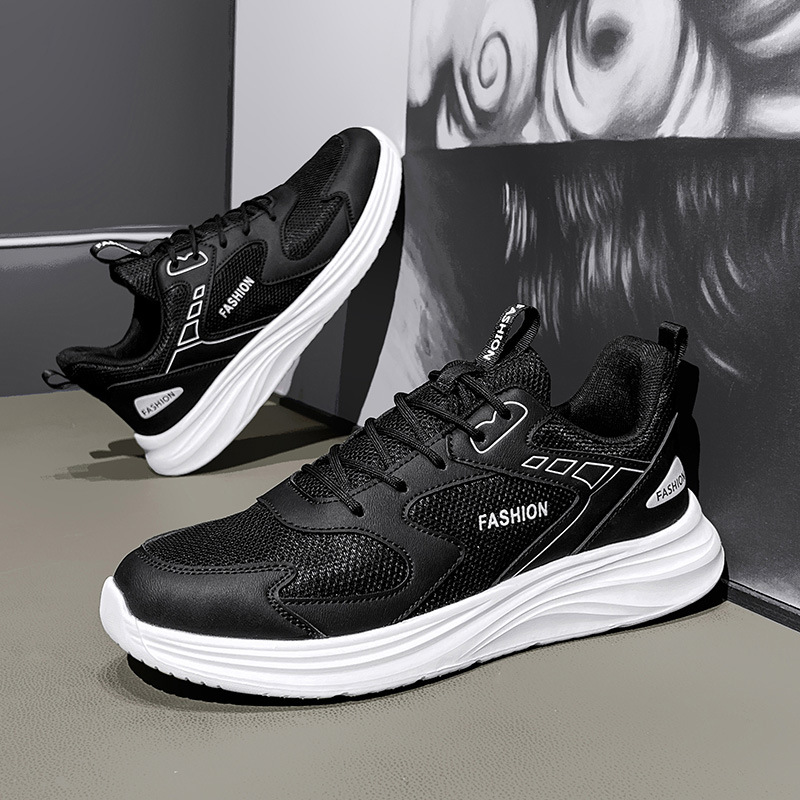 Men Sports Shoes Fashion Simple Design Versatile Trendy Versatile Casual Style Breathable Comfort Anti-slip Wear-resistant Triple Black White Grey Fre