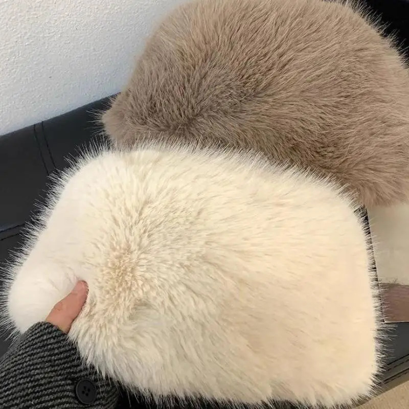 Womens Winter Artificial Fur Russian Ushanka Hat Thick Warm Balaclava Caps Earflap Faux Fox Beanies for Ladies Outdoor Hat 241218
