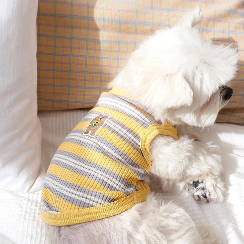 Summer season striped teddy bear vest, teddy bear universal dog clothing, small and medium-sized dog pet cat clothing