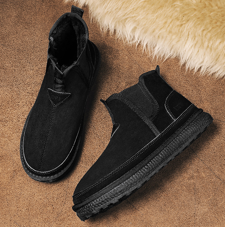 Men Boots hot Plush Winter Warm Casual Style Snow Boots, Outdoor Cotton Designer Shoes Trendy Triple Black Grey Khaki Free shipping