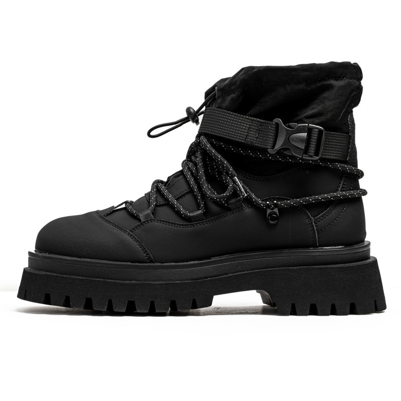 Men Boots Fashion Thick Sole High-top Increase Height Outdoor Wear Simple Handsome Style Designer Shoes Triple Black Green Free shipping