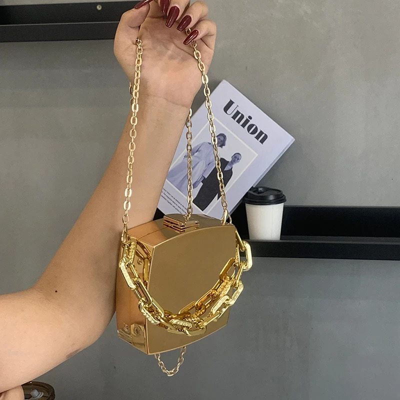 bag mini wallet and handbag Trend clutch gold sier box party evening chain shoulder cross body