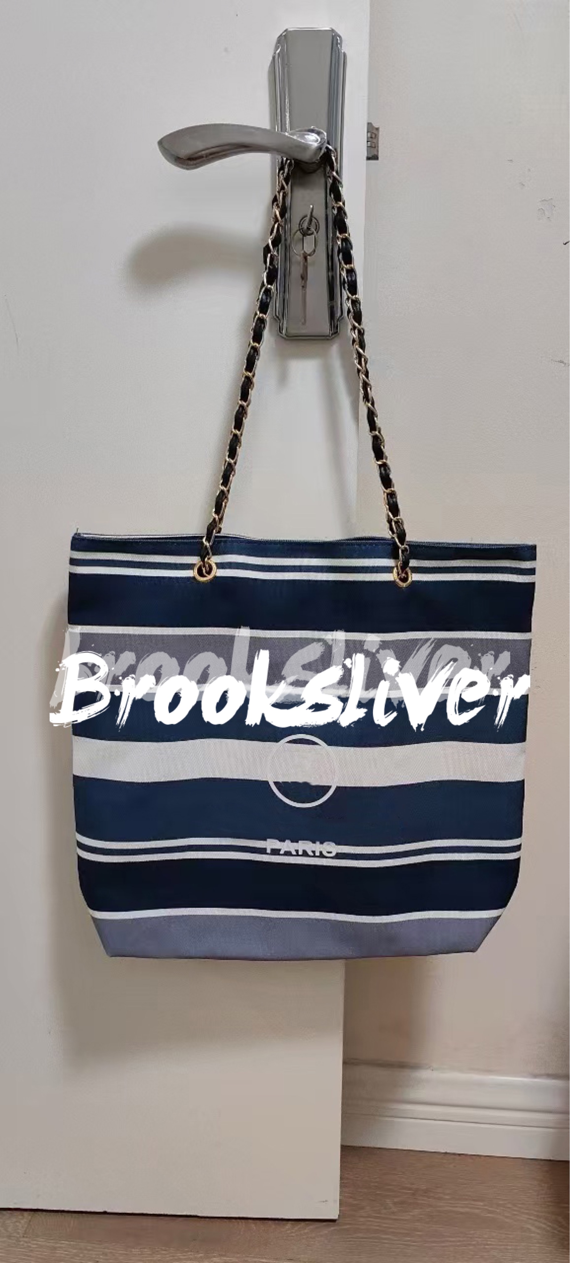 Storage Bags 40X35X10cm stripe Shopping bag printed fashion beach Travel tote C classic makeup Organization