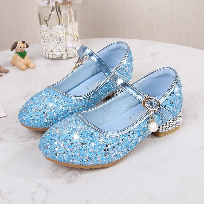Zhongda Girls Fashion Show Crystal Shoe Versatile Mary Jane Fashion Sequins Walk Princess Shoe School Shoes for Kid Girls 241219