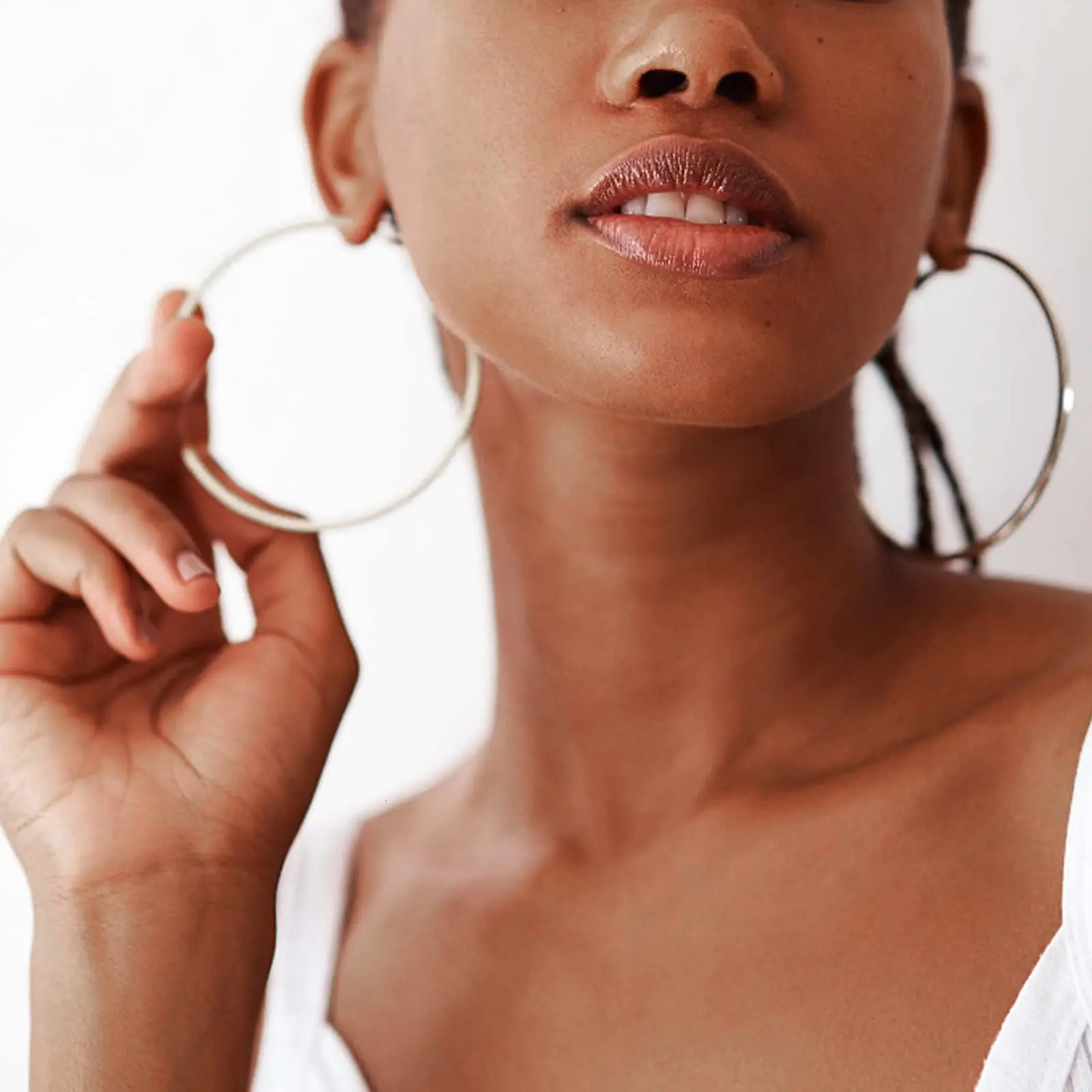 Fansilver 2mm Thin Sterling Silver Hoop Earrings White Gold Plated Huggie Small Medium Large Hoop Earrings for Women Girls 241219