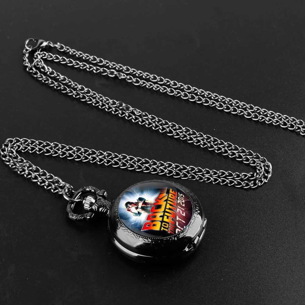 Back to The Future Vintage Glass Dome Pocket with Chain Necklace Vintage Quartz Pendant es Clock Chain Mens WomenXJ241219