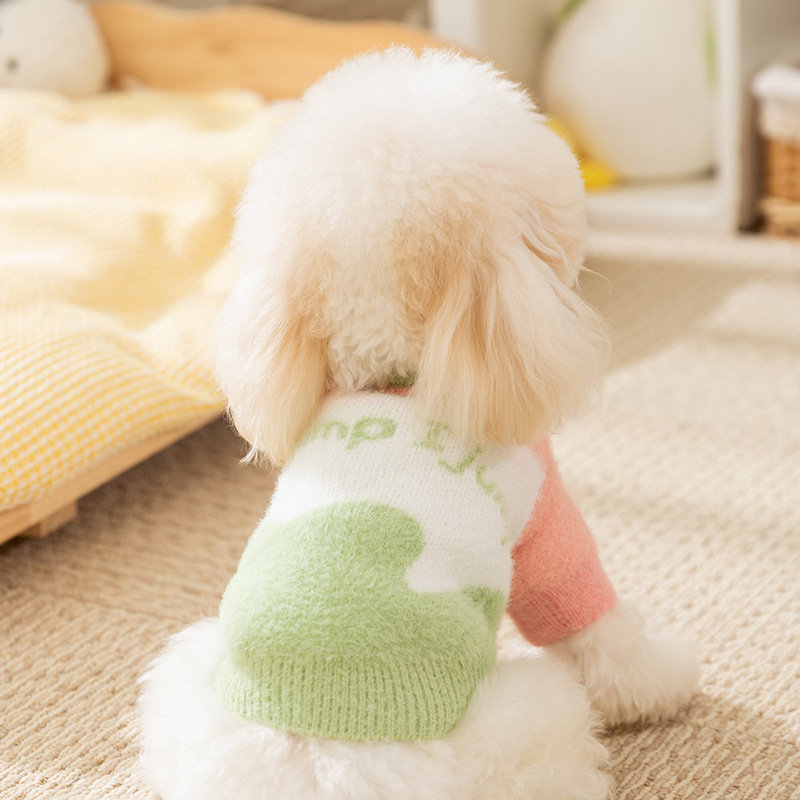 New autumn and winter clothing for puppies and dogs rainbow pullover sweater to keep warm for puppies Dog Apparel Pet Clothes