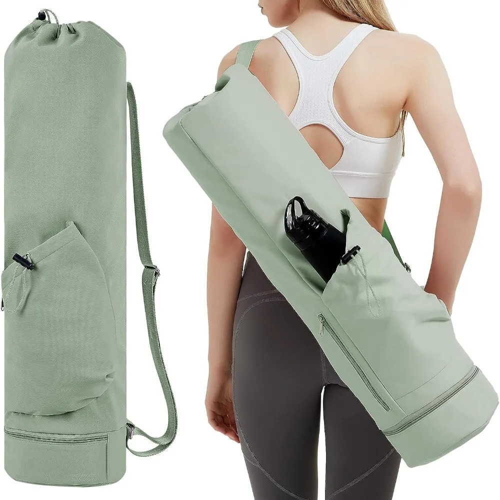 Multifunction Storage Bag Large Capacity Exercise Yoga Mat Bag Full-Zip Canvas Adjustable Shoulder Strap Waterproof Fitness Bag 241219