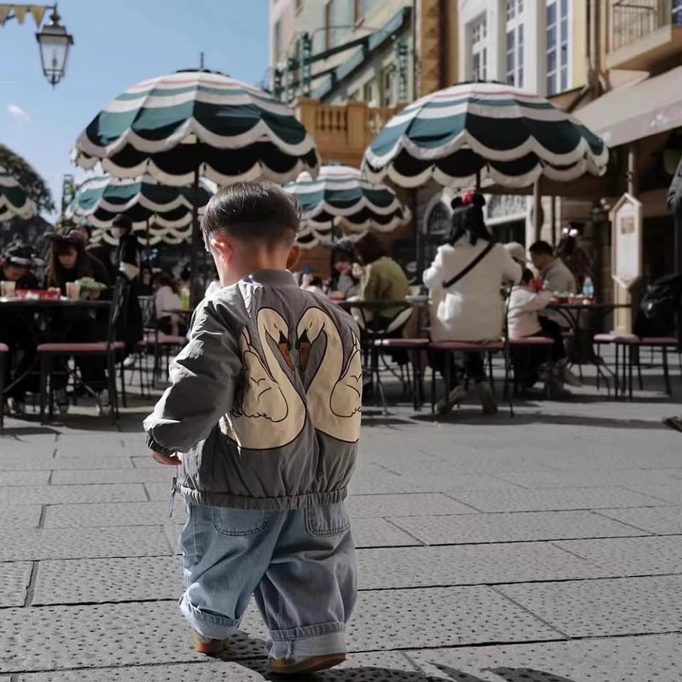 2024 Autumn Winter KS Childrens Embroidery Jackets Girls Cotton Outerwear Baby Clothes Boys Plus Fleece Coats Kids Clothing 241218