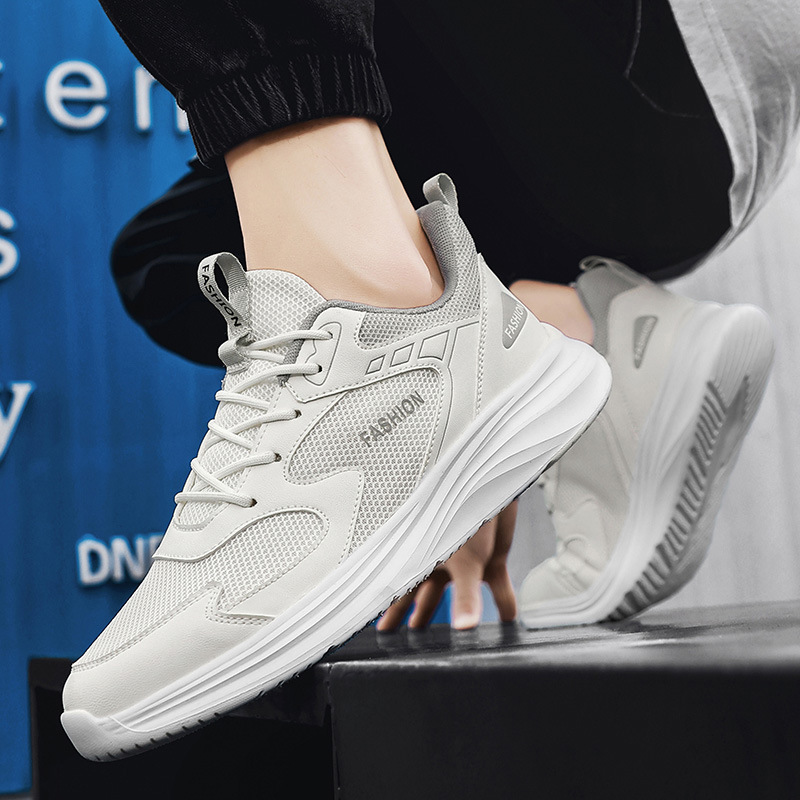 Men Sports Shoes Fashion Simple Design Versatile Trendy Versatile Casual Style Breathable Comfort Anti-slip Wear-resistant Triple Black White Grey Fre