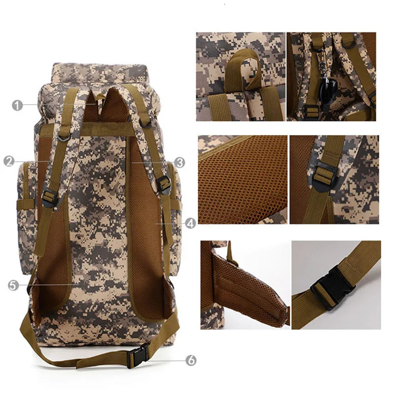 80L Tactical Backpack Waterproof Trekking Fishing Hunting Bag Molle Backpack Outdoor Sport Military Rucksacks 241219