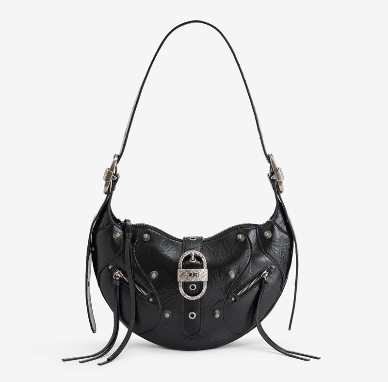Retro Moto Biker Black Messenger Women Vintage Punk Rivet Chic Y2k Handbag Female Girls Underarm Bag Purse 240813