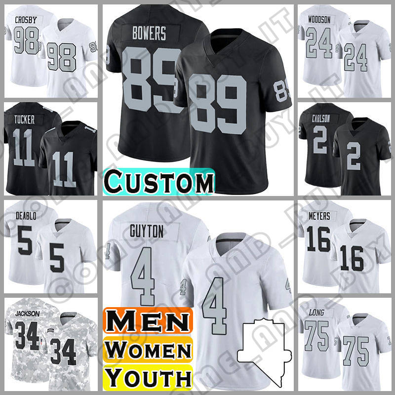 Jakobi Meyers Maxx Crosby Football Jerseys Divine Deablo Brock Bowers Bo Jackson Nate Hobbs Charles Woodson Jalen Guyton Tre Tucker Robert Spillane Daniel Carlson