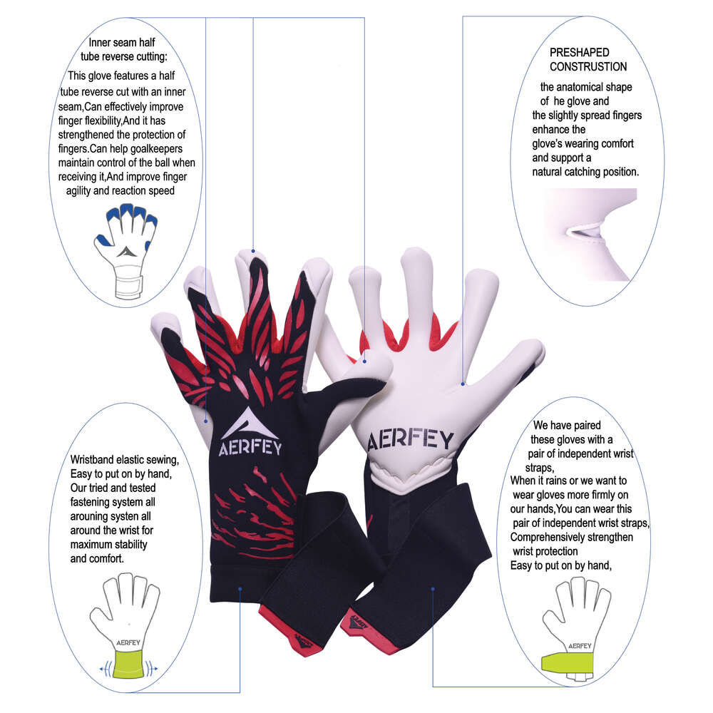 Professional football goalkeeper gloves 4mm German water soft latex half finger tube reverse bag inner seam cutting design