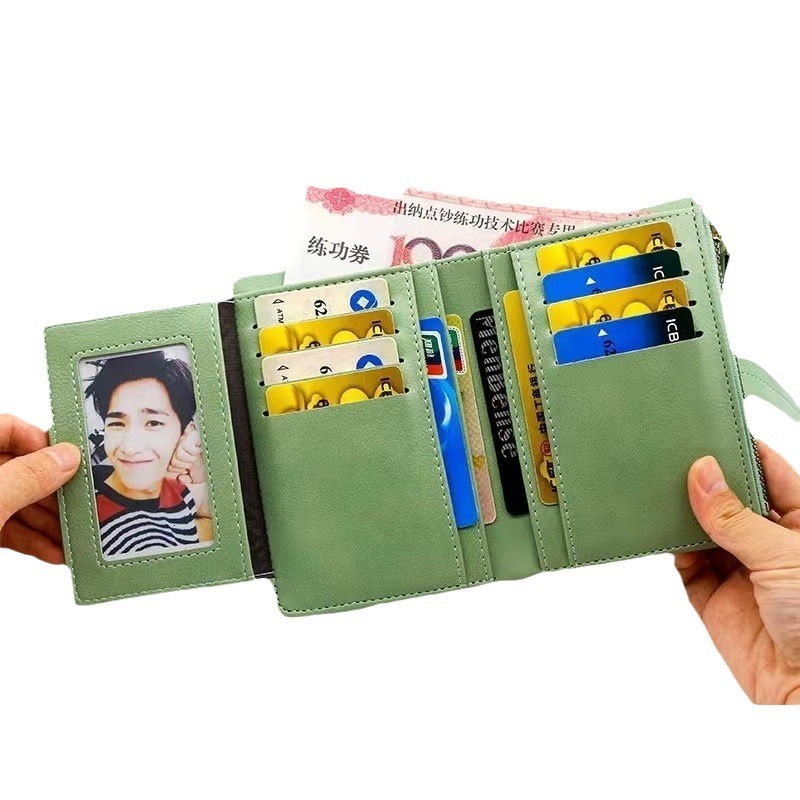 Free Shipping New Minimalist Short Women's PU Leather Zipper Wallet