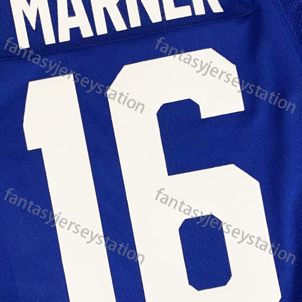 Men's No.16 Blue Ice Hockey Jersey Stitched, Breathable Polyester Pullover Sweatshirt for Sports, Casual, Party, Holiday Embroidered Marner IN ST
