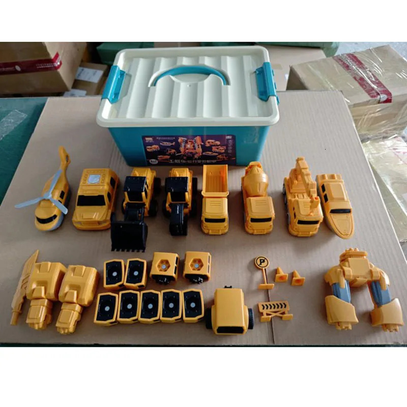 Magnetic Deformation Robot Engineering Car Excavator Mixer Truck Childrens Multi-functional Combination Transform Robot Toy 241218