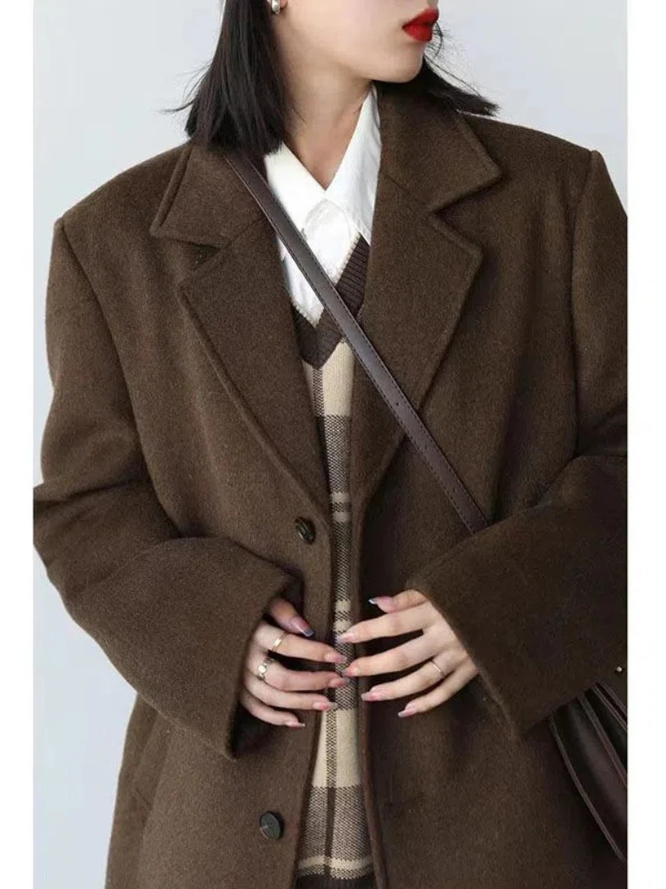 Womens small coat laminated cotton highend Hepburn style premium womens gentle wool