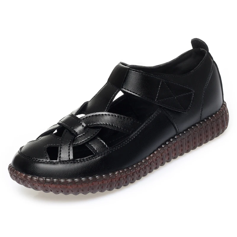 AIYUQI Women's Summer Sandals 2024 New Cut-out Flat Women's Shoes Genuine Leather Large Size Hole Shoes Ladies