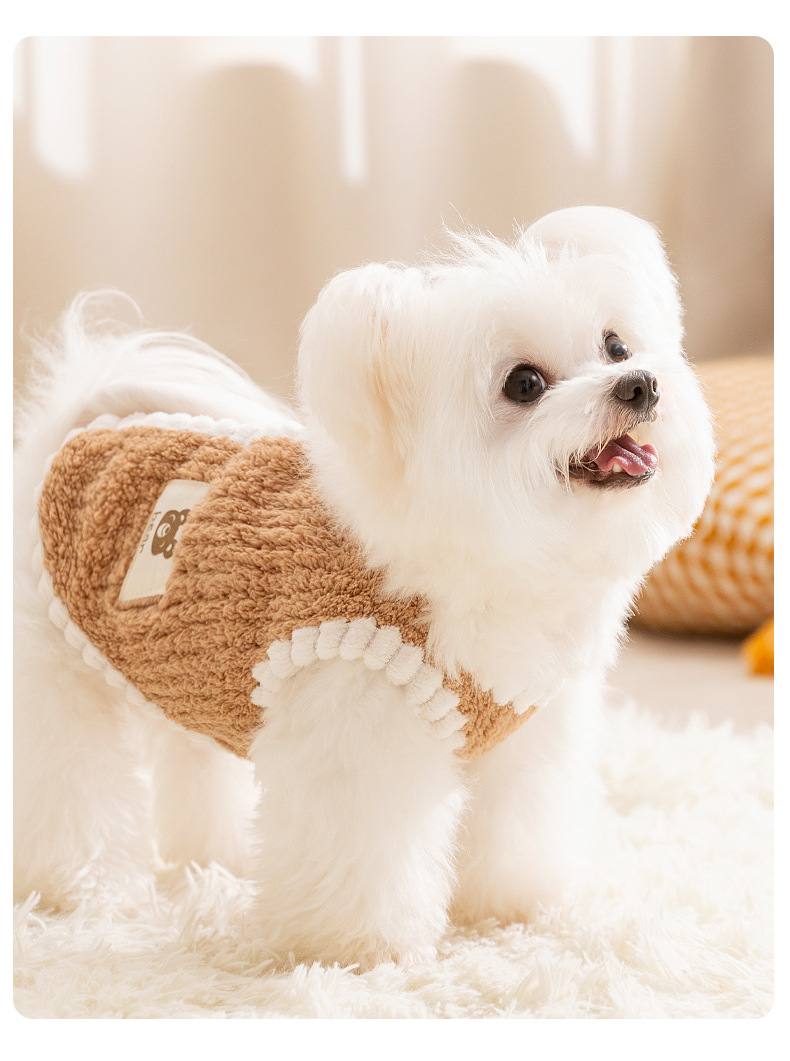 Autumn and winter dog clothes embroidered vests small and medium-sized dogs two legged clothes pet clothing