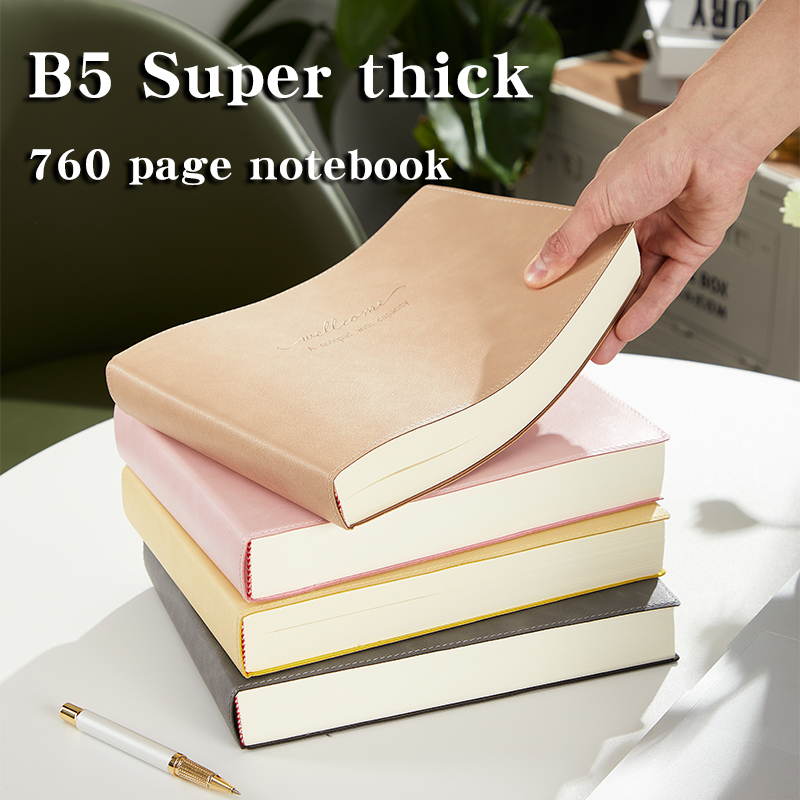 Elegant Leather-Bound Student Coursework Book - Simple Design with Vertical Lined Pages for Meetings and Workshops